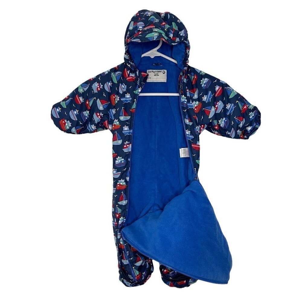 Jojo Maman Bebe All in one boy Snowsuit size 3-6 Months Blue Nautical Theme‎ - Picture 2 of 7